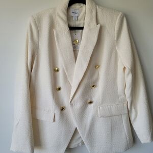 Nine West Double Breasted Blazer White Size Medium NWT